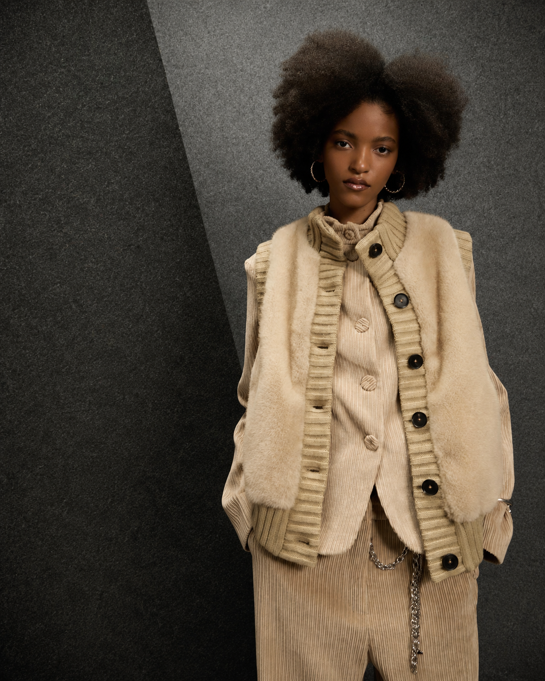 Gilet Maglia Pelliccia