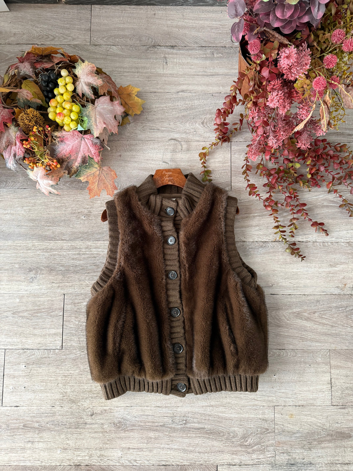 Gilet Maglia Pelliccia